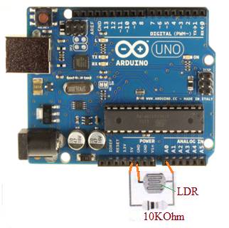 Arduino接口与LDR传感器