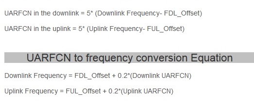 UMTS UARFCN到频率转换公式
