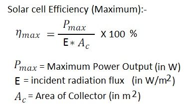 太阳能电池效率公式或方程式